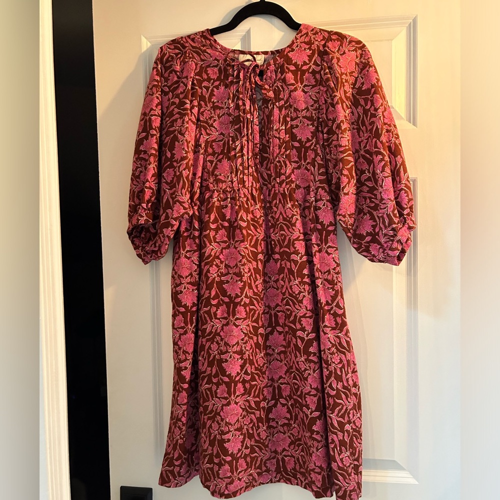 floral puffed sleeves summer dress